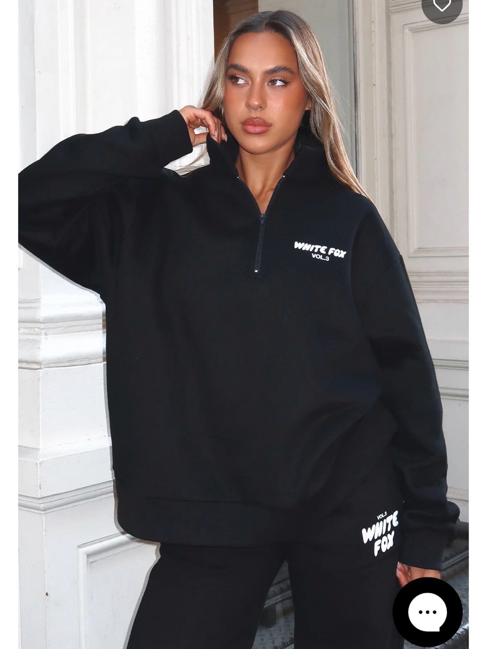 White Fox Boutique Black Quarter-Zip Sweatshirt